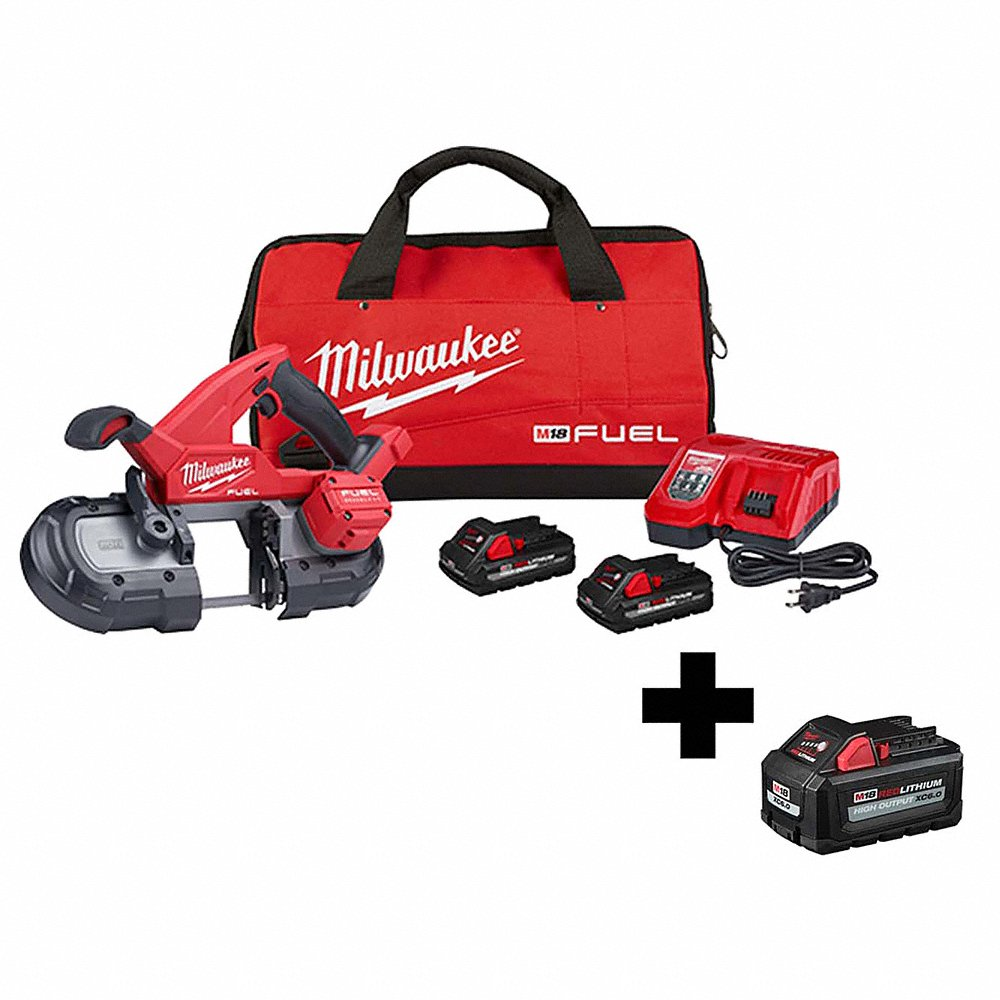 MILWAUKEE 2829-22, 48-11-1865 Band Saw Kit, 35 3/8 Inch Blade Length, 3 1/4 Inch x 3 1/4 in, 0 to 540, Brushless Motor | CP2JRL 384NU1
