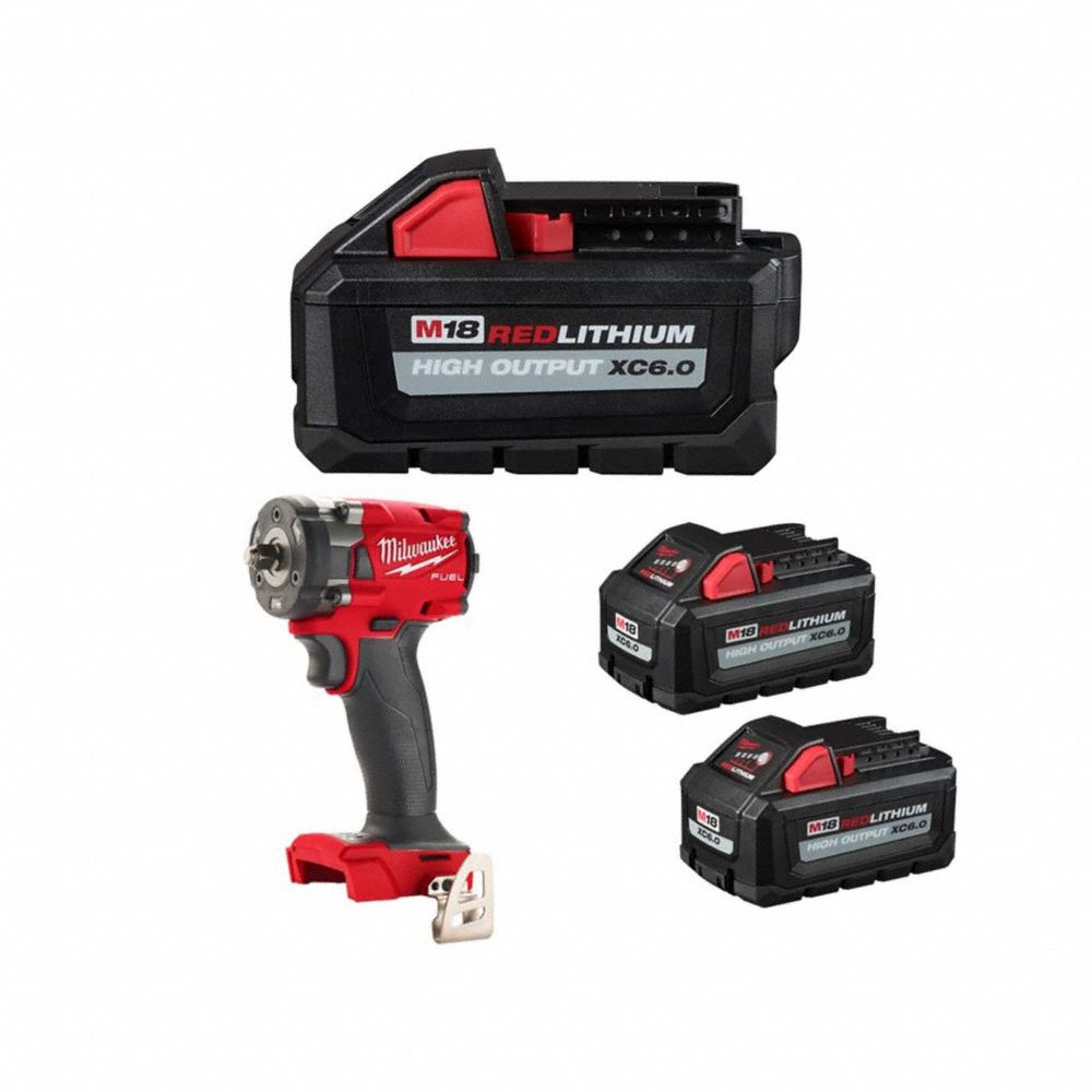 Impact Wrench Kit, 3/8 Inch Drive Size, 250 ft-lb Fastening Torque, Brushless, 18 V DC