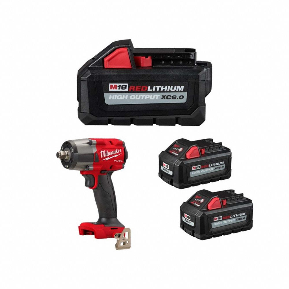 Impact Wrench Kit, 1/2 Inch Drive Size, 550 ft-lb Fastening Torque, Brushless, 18 V DC
