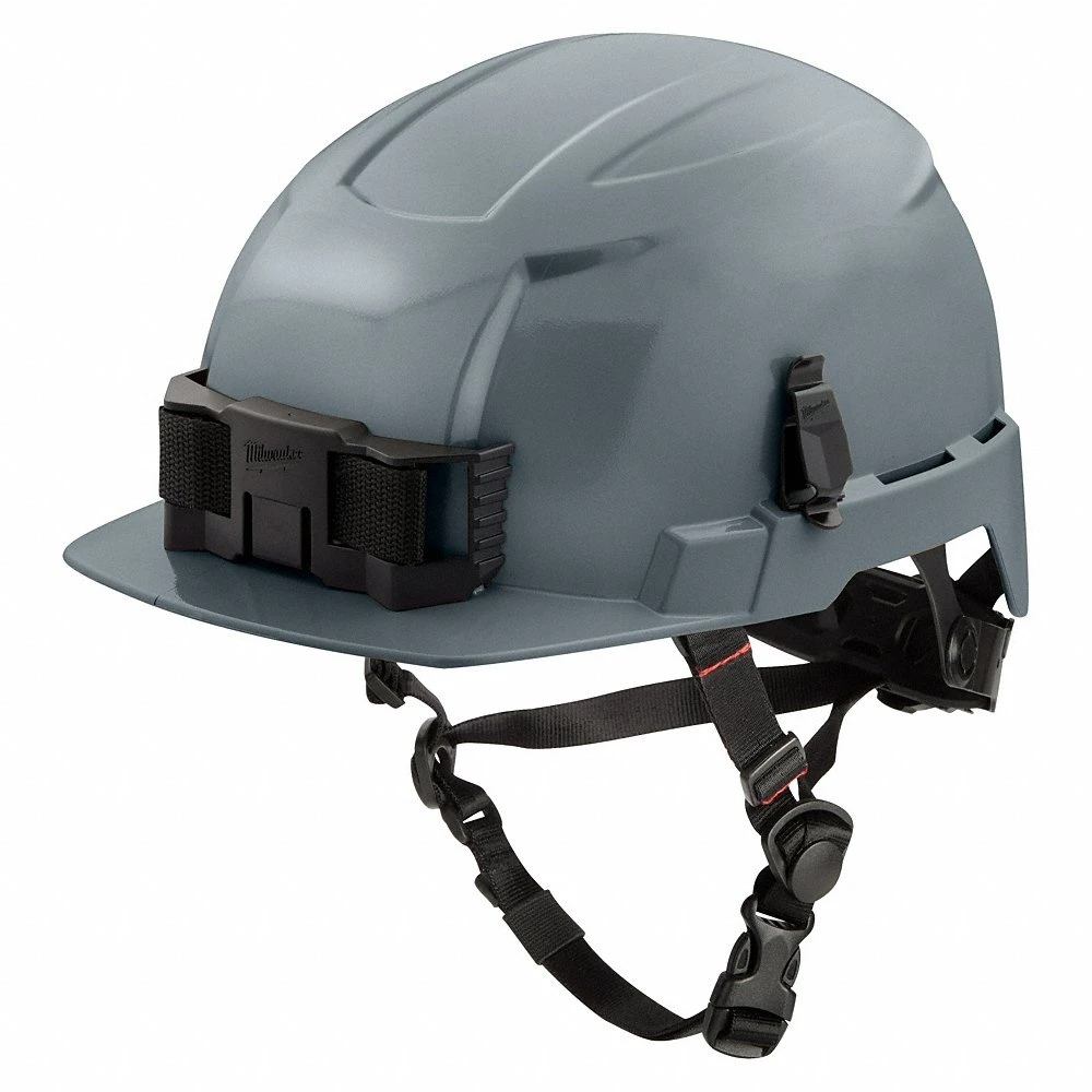 Safety Helmet, Gray, No Graphics, Swing Ratchet, HDPE, Headlamp Mount, Swing Ratchet