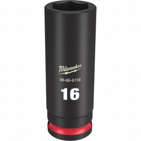 MILWAUKEE 49-66-6156 Deep Impact Socket, 3/8 Inch Drive Size, 14 mm Socket Size, 6-Point, Deep, Black Phosphate | CT3LNR 61DK73