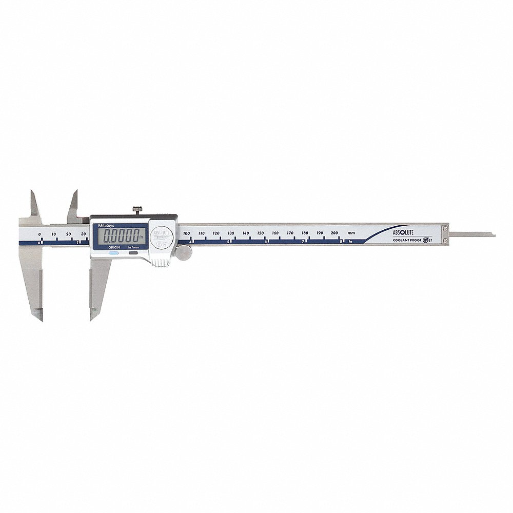 Carbide Jaw 4-Way Digital Caliper, 0 Inch to 8 Inch / 0 to 200 mm, IP67, Cabled