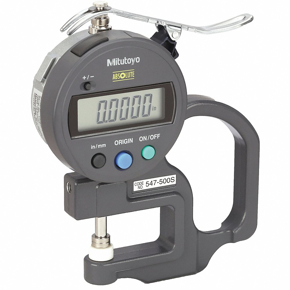 Digital Thickness Gauge, 0.0005 Inch to 0.47 Inch / 0.01 to 12 mm