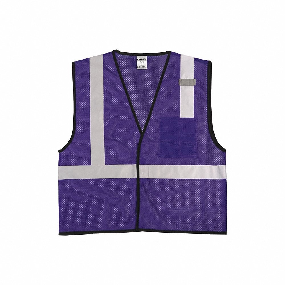 KISHIGO B129-L-XL Hi-Viz Vest, Multi-Pocket, Purple, L-XL | CR7EJM 370LA6