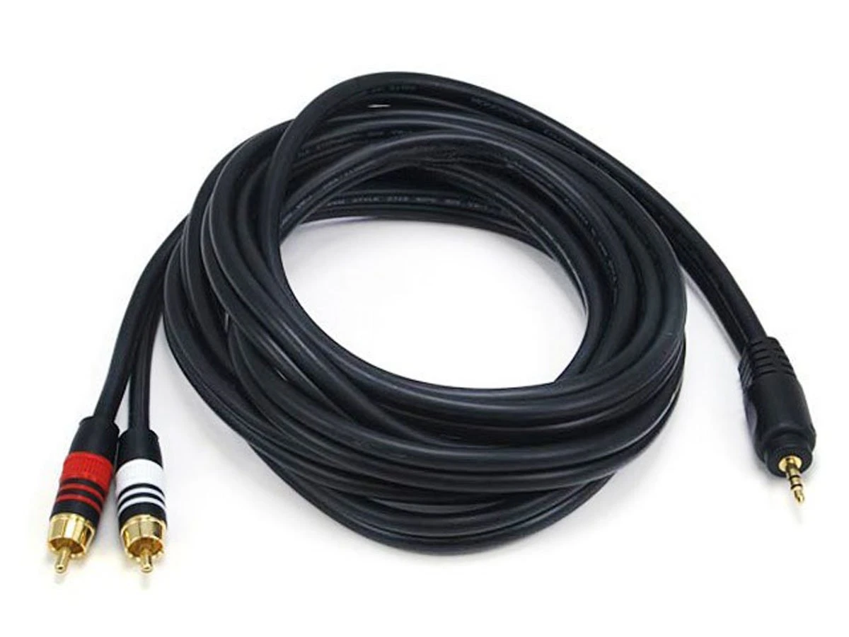 MONOPRICE 5599 Audio/Visual Cable 3.5mm(M)/2 RCA(M) 10 feet | AA6TWY 14X121
