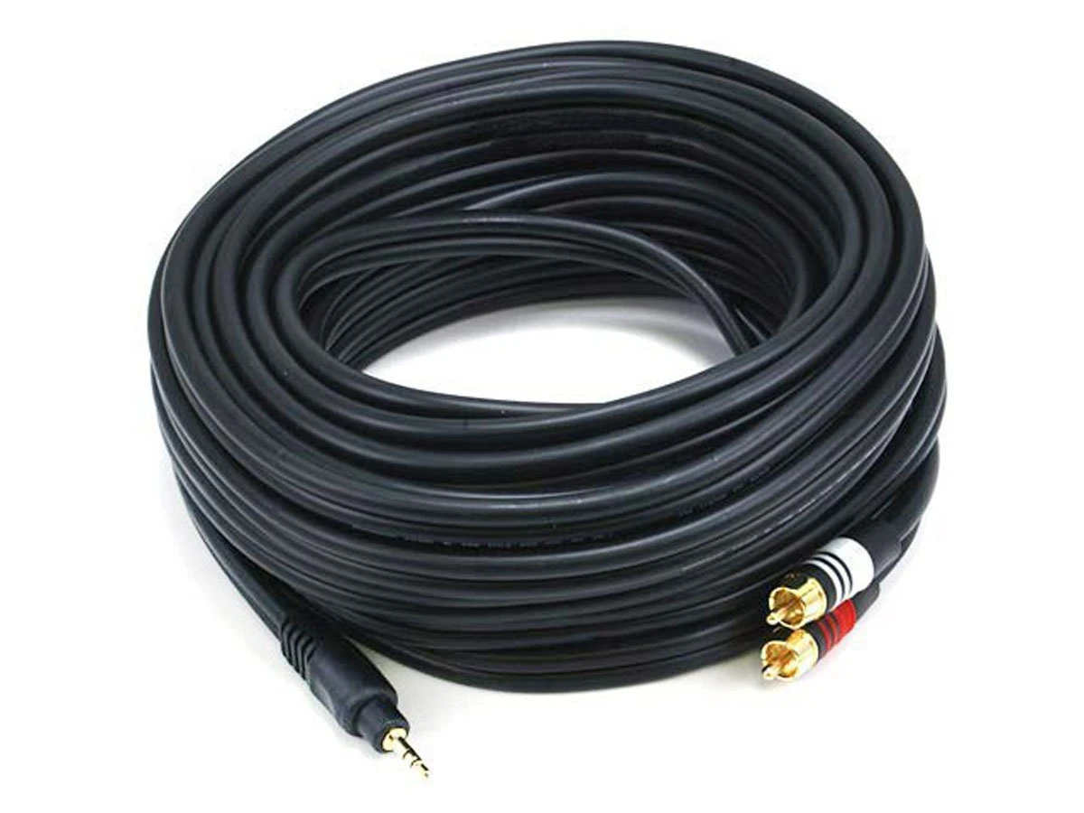 MONOPRICE 5602 Audio/Visual Cable 3.5mm(M)/2 RCA(M) 35 feet | AA6TXB 14X124