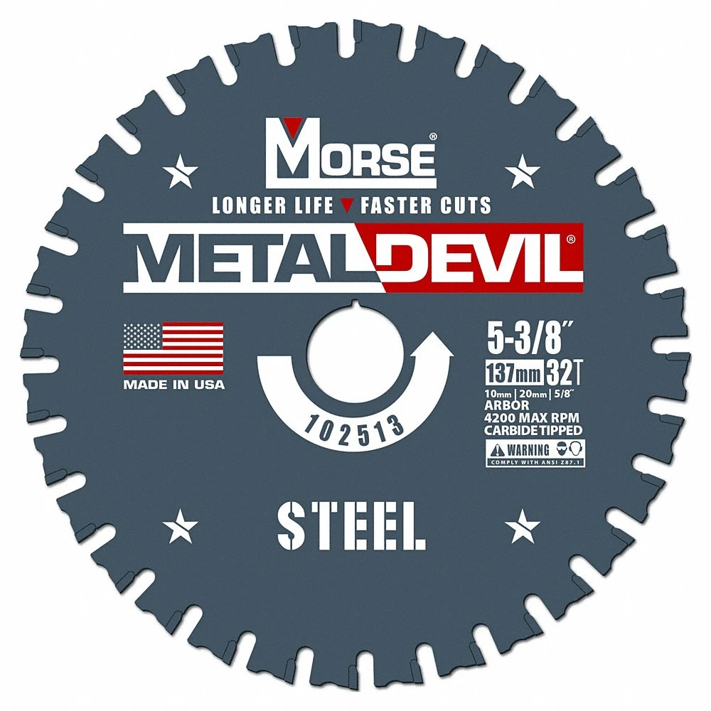 Circular Saw Blade, 5 3/8 In Dia, 32 Teeth, 0.06 In Cut Wd, 5/8 In Arbor Size, Carbide
