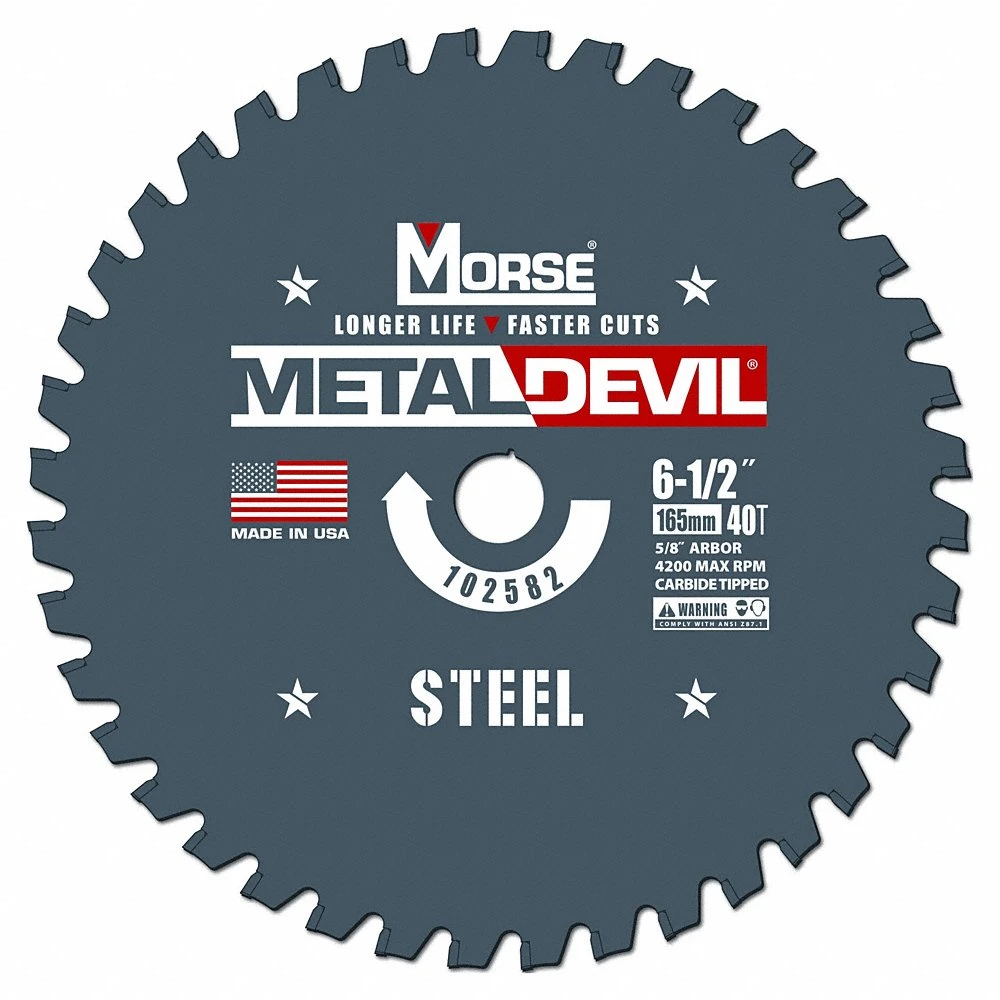 Circular Saw Blade, 6 1/2 In Dia, 40 Teeth, 0.06 In Cut Wd, 5/8 In Arbor Size, Carbide