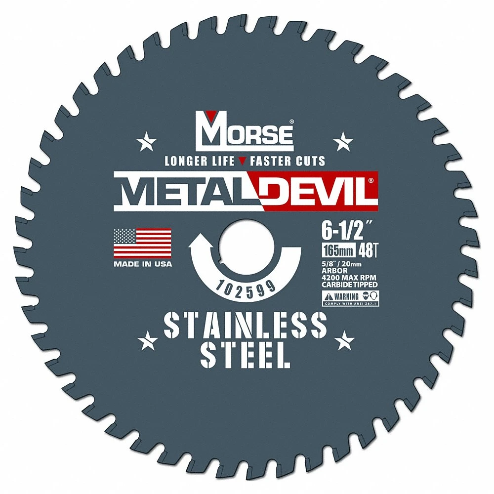Circular Saw Blade, 6 1/2 In Dia, 48 Teeth, 0.08 In Cut Wd, 5/8 In Arbor Size, Carbide