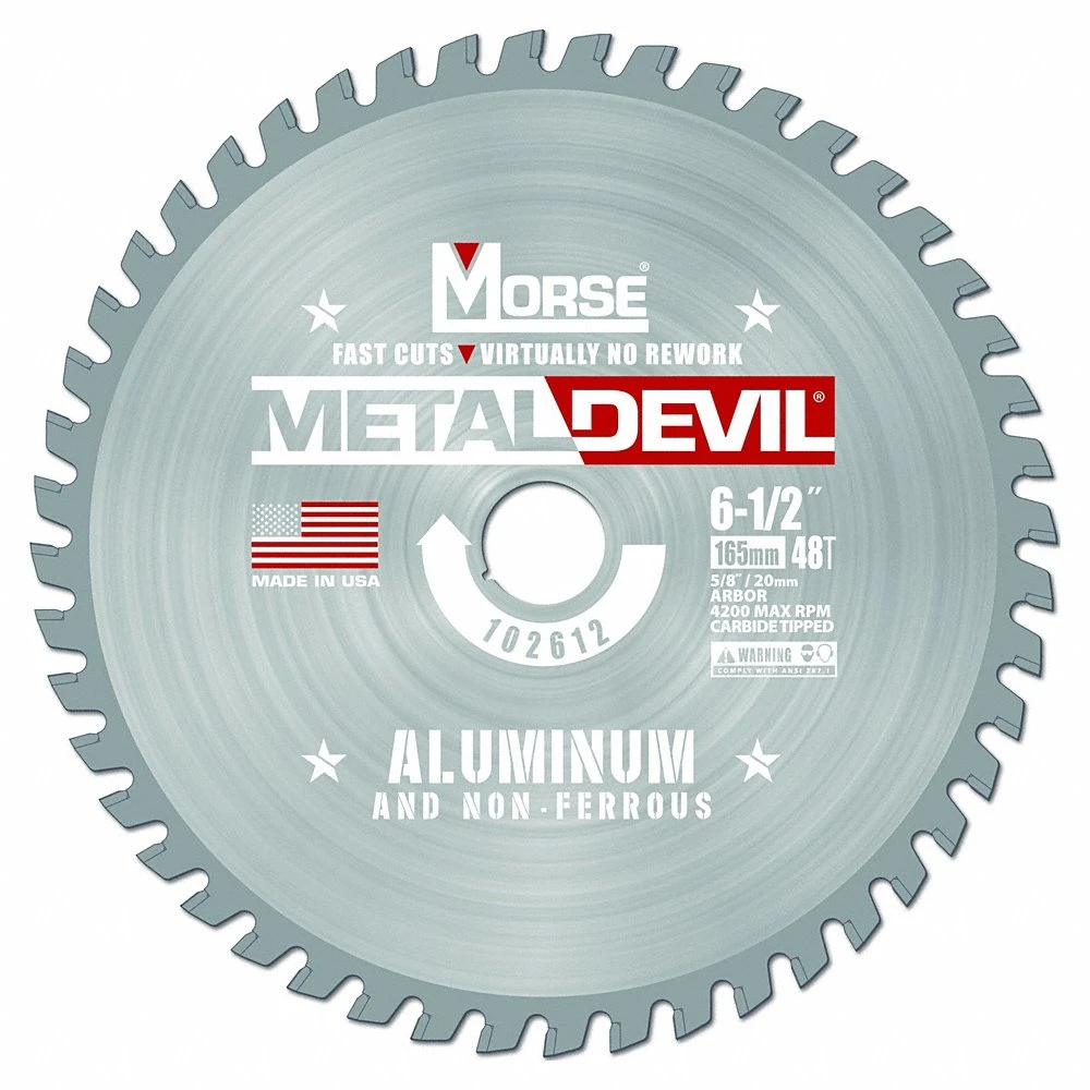 Circular Saw Blade, 6 1/2 In Dia, 48 Teeth, 0.08 In Cut Wd, 5/8 In Arbor Size, Carbide