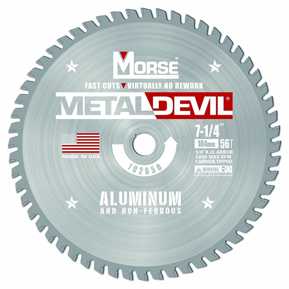 Circular Saw Blade, 7 1/4 In Dia, 56 Teeth, 0.08 In Cut Wd, 5/8 In Arbor Size, Carbide