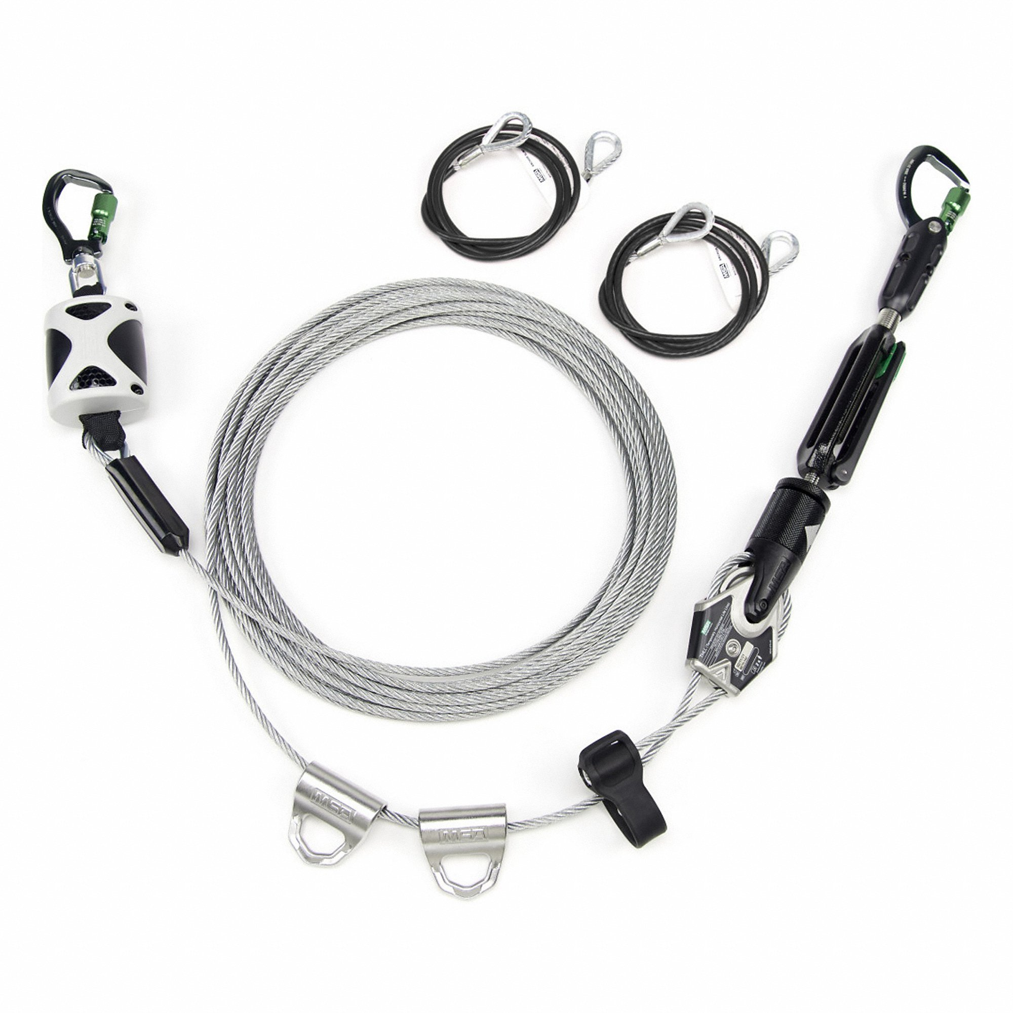 Temporary Horizontal Lifeline, Cable, 60 ft. Length, 2 Man, Anchor Strap, Osha