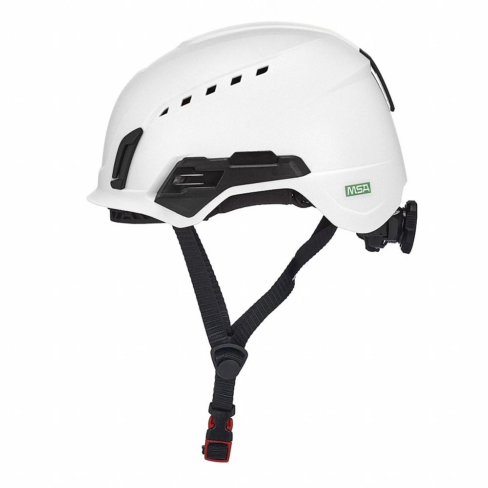 Safety Helmet, White, No Graphics, Ratchet 4-Point, ABS, Side-Slots