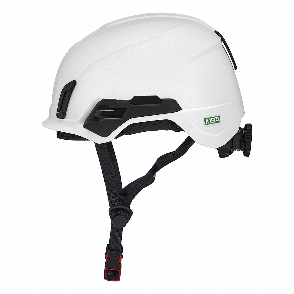 Safety Helmet, White, No Graphics, Ratchet 4-Point, ABS, Side-Slots