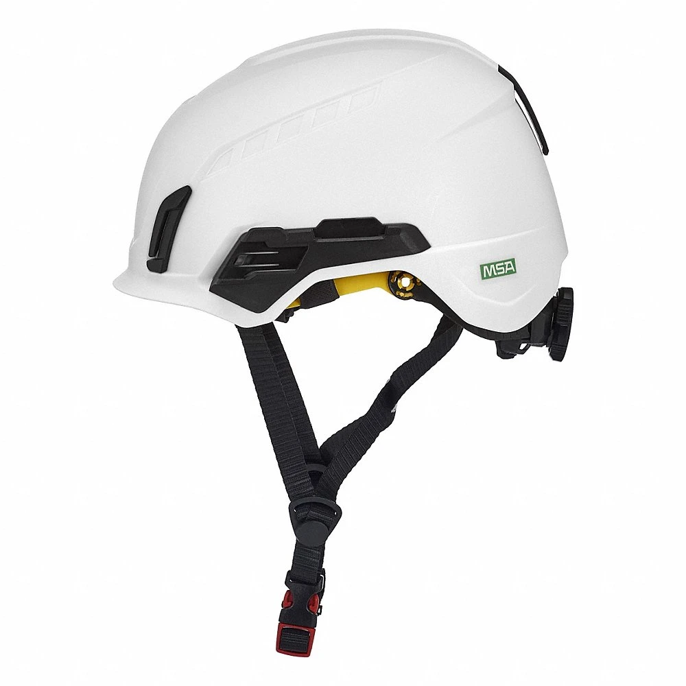 Safety Helmet, White, No Graphics, Ratchet 4-Point, ABS, Side-Slots