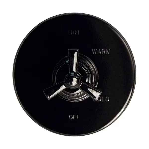 Pressure Shower Trim Plate W/ Handle. Less Showerhead, Arm, Blk