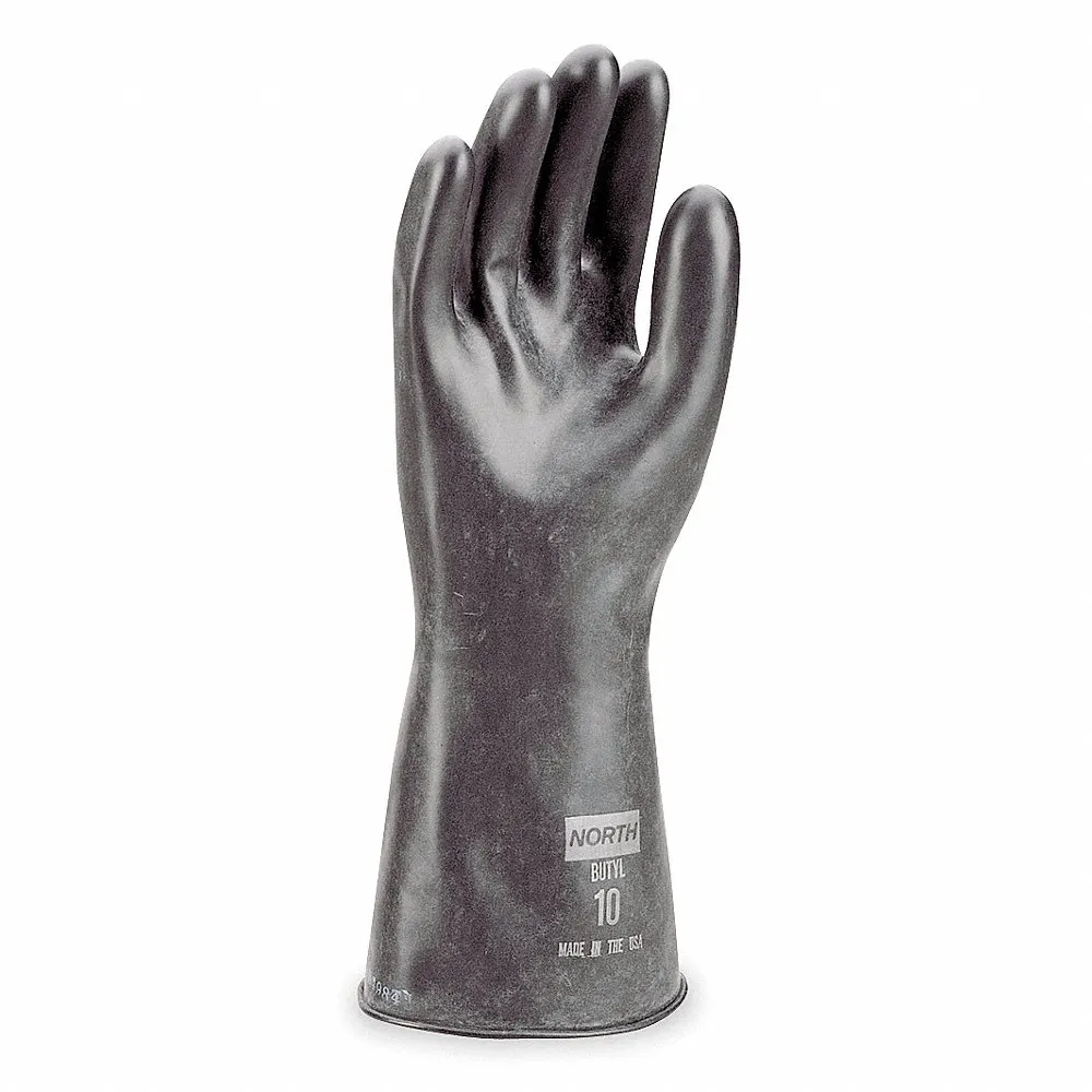 Chemical Resistant Gloves, 17 Mil Glove Thick, 14 In Glove Lg, 10 Glove Size, Black