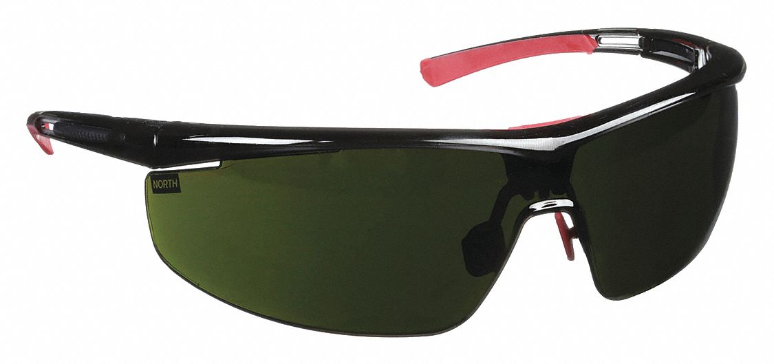Protective Safety Glasses, Ir 5.0, Polycarbonate, Black/Red