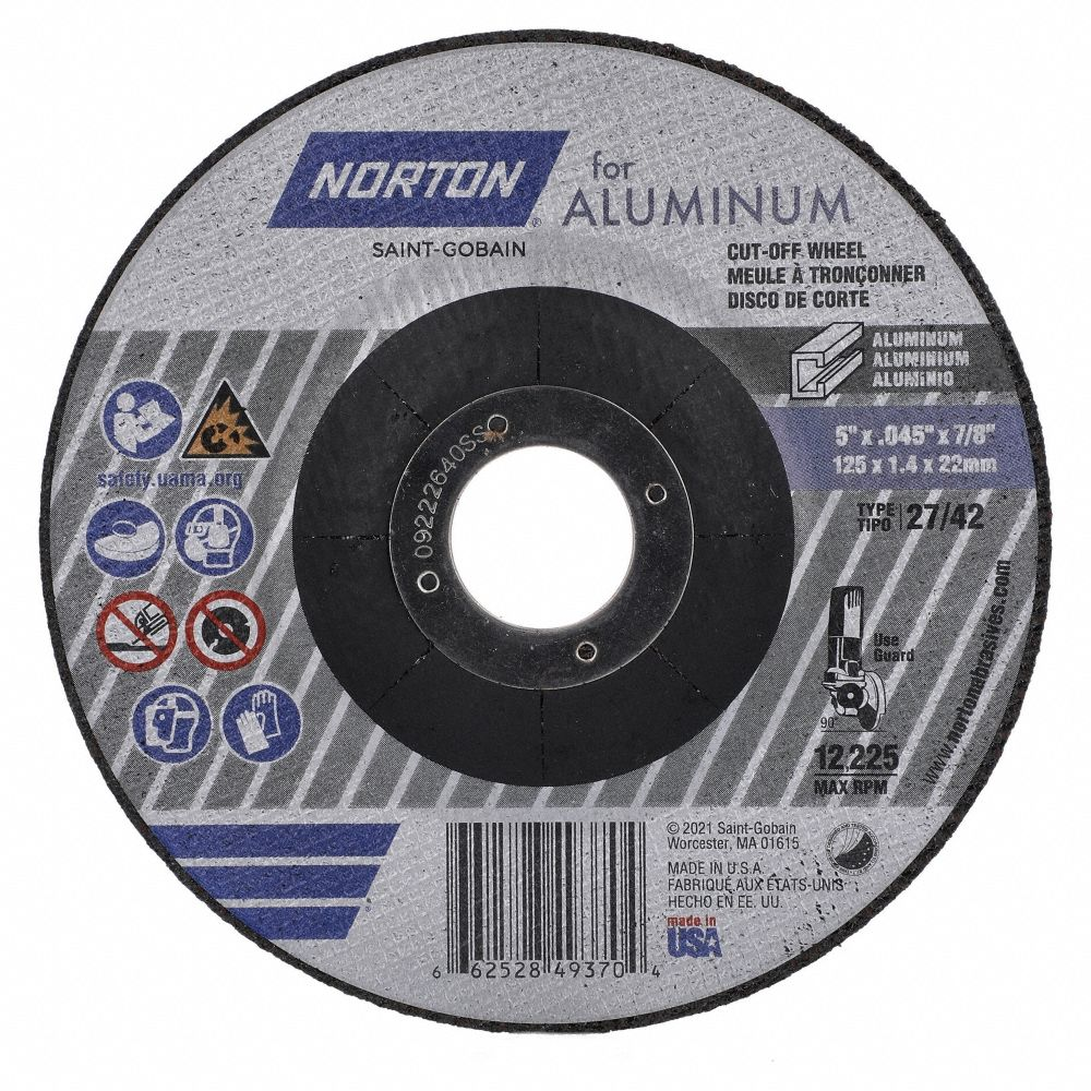 Depressed Center Wheel, Type 27, 5 Inch x 0.045 Inch x 7/8 Inch, Aluminium Oxide, 36 Grit