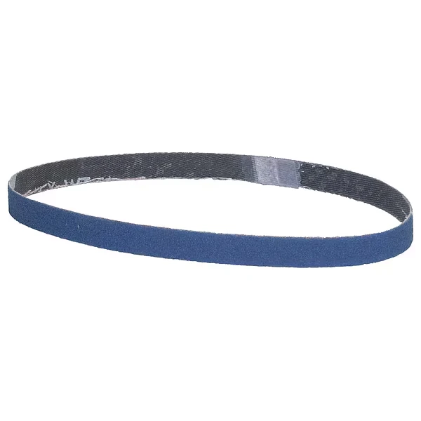Sanding Belt, Coated, 1/2 Inch W, 18 Inch L, 60 Grit, Medium, Zirconia Alumina, Blue