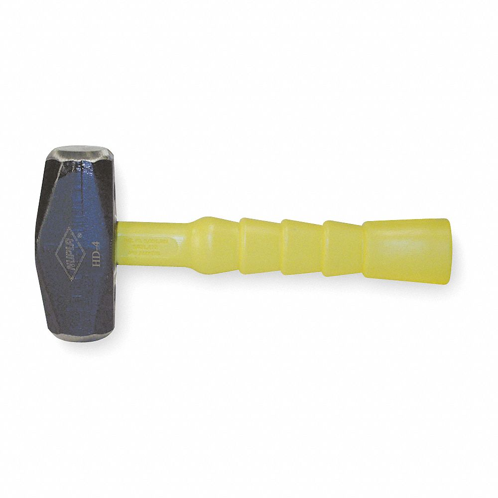 Steel Drilling Hammer, Fiberglass Handle, 4 lb Head Wt, 1 3/8 x 10 Inch, Round Shape