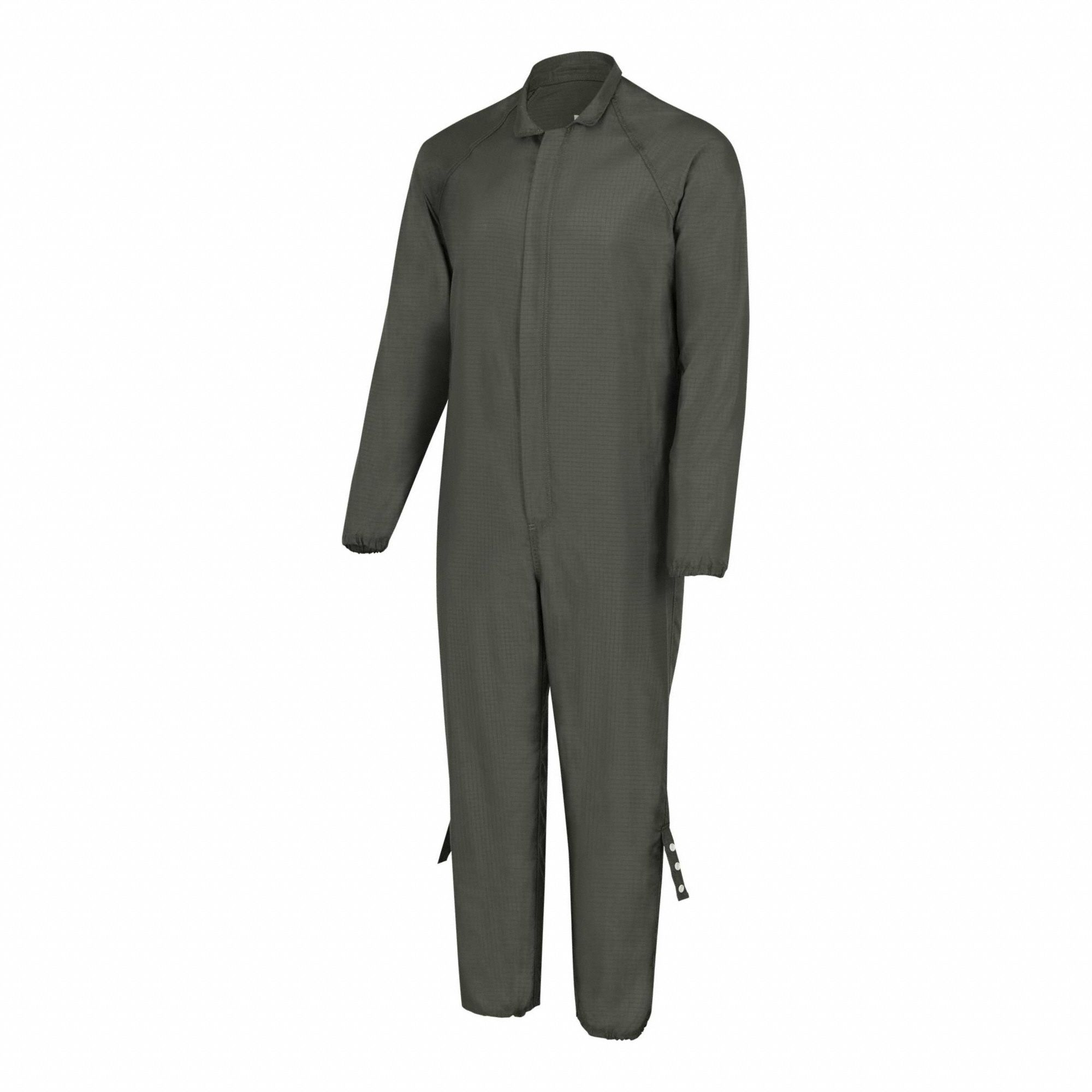 Flame-Resistant Coverall, Unisex, L, Regular, 52 in Max. Chest Size, Green