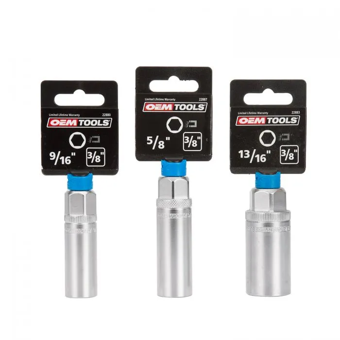 3/8 Inch Drive 6Pt. Magntic Spark Plug, Socket Set 5/8 Inch Size, 9/16 Inch Size