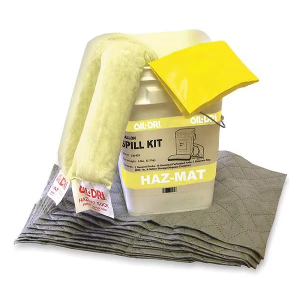 Spill Kit, Absorbs 4 gal. Universal, White