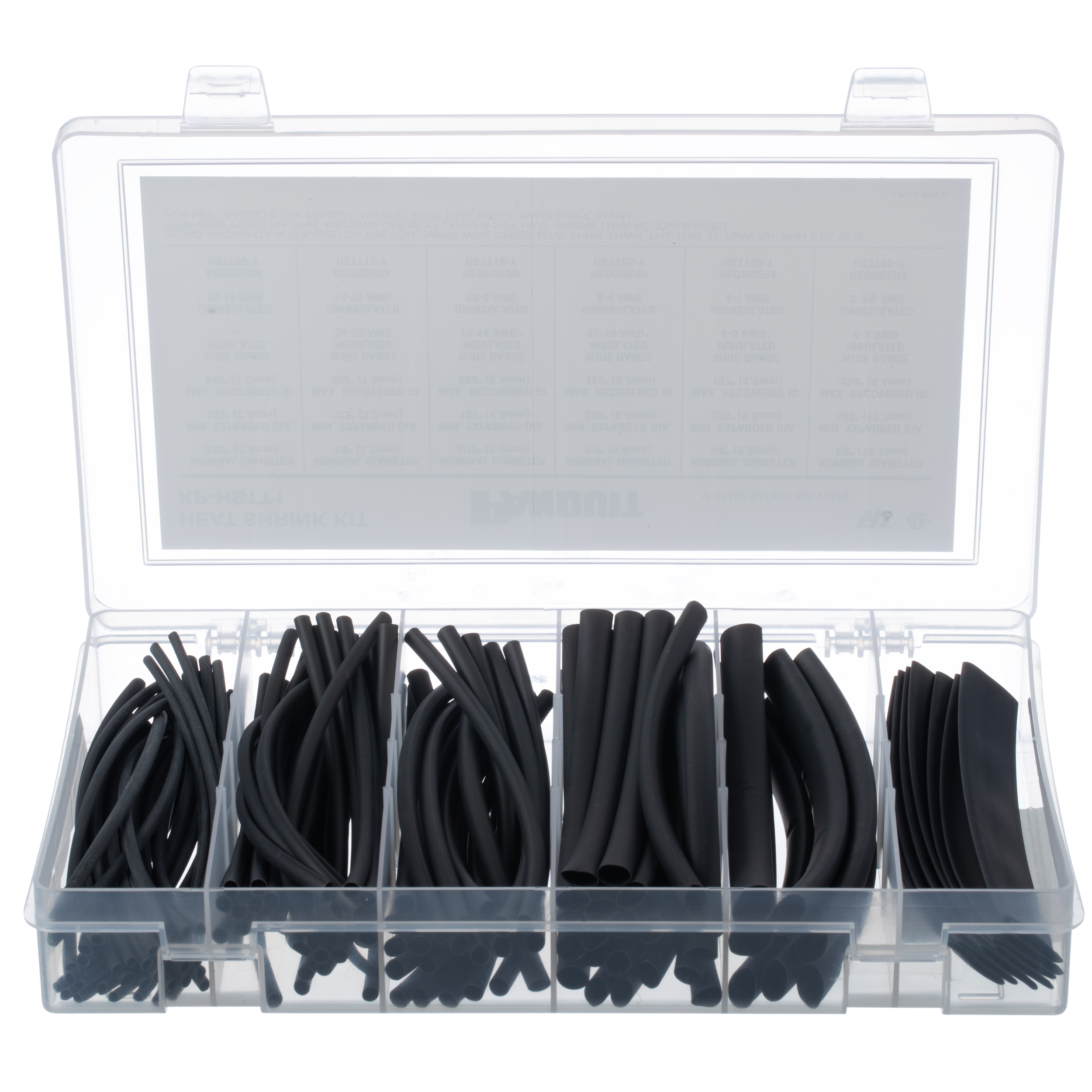 Heat Shrink Tubing Kit, Polyolefin, Black, 0.5 ft. Overall Length