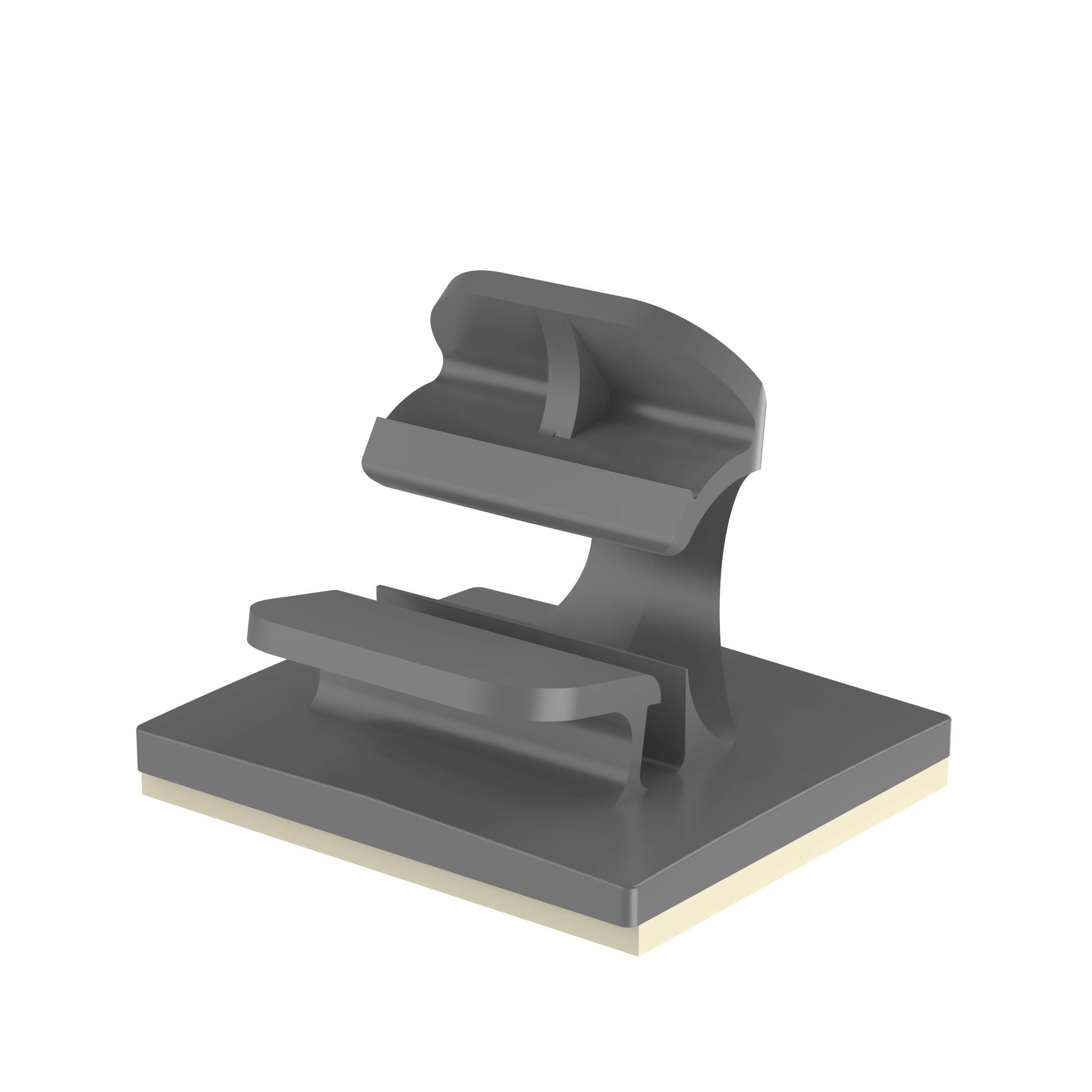 Latching Wire Clip, Rubber Adhesive, Nylon 6.6, Gray, 0.19 Inch Max. Bundle Dia., 1000PK