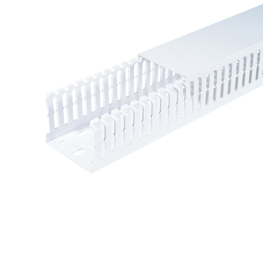 Wiring Duct, Narrow Slot, PVC, White, 24.6 x 59.7 mm Duct Size, 20PK