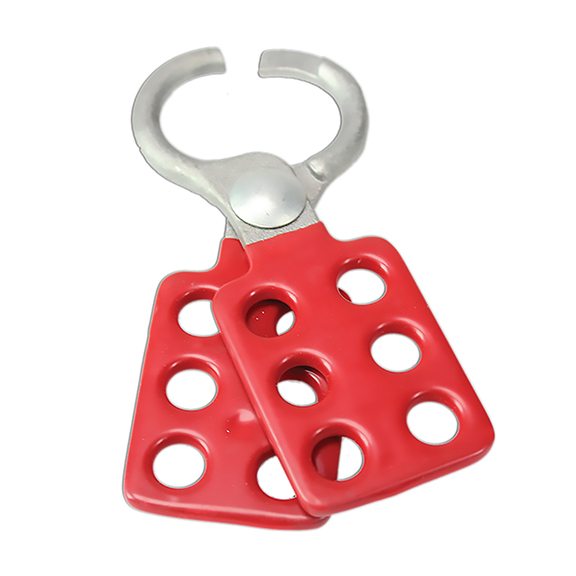 Hasp, Aluminum, Red, 1 Inch Jaw Dia., 6 Locks