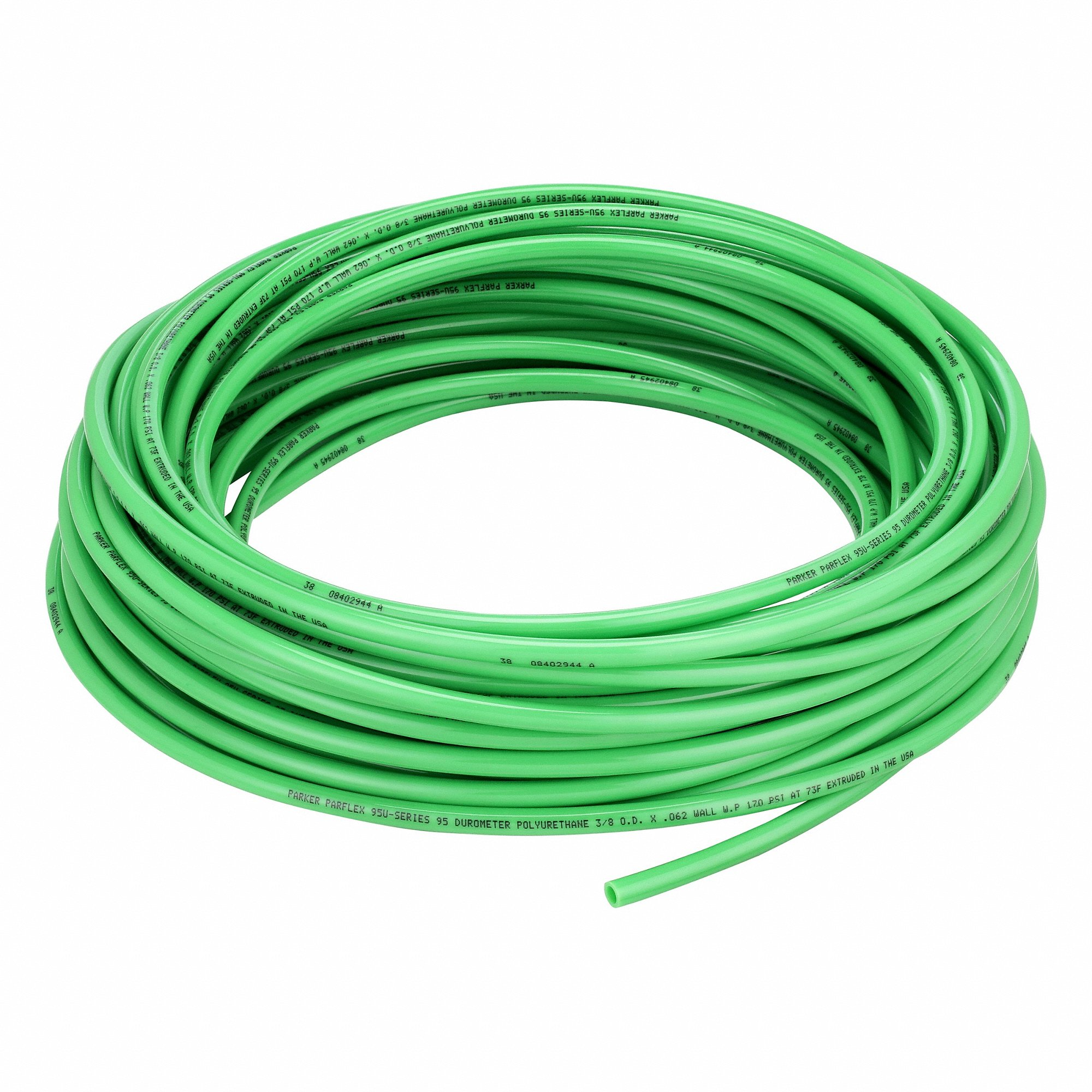 PARKER 95U-6-062-GRN-0100 Tubing, Polyurethane, ID. 1/4 Inch, OD. 3/8 Inch, 100 Ft Length, Green | CT7KZK 797DD9