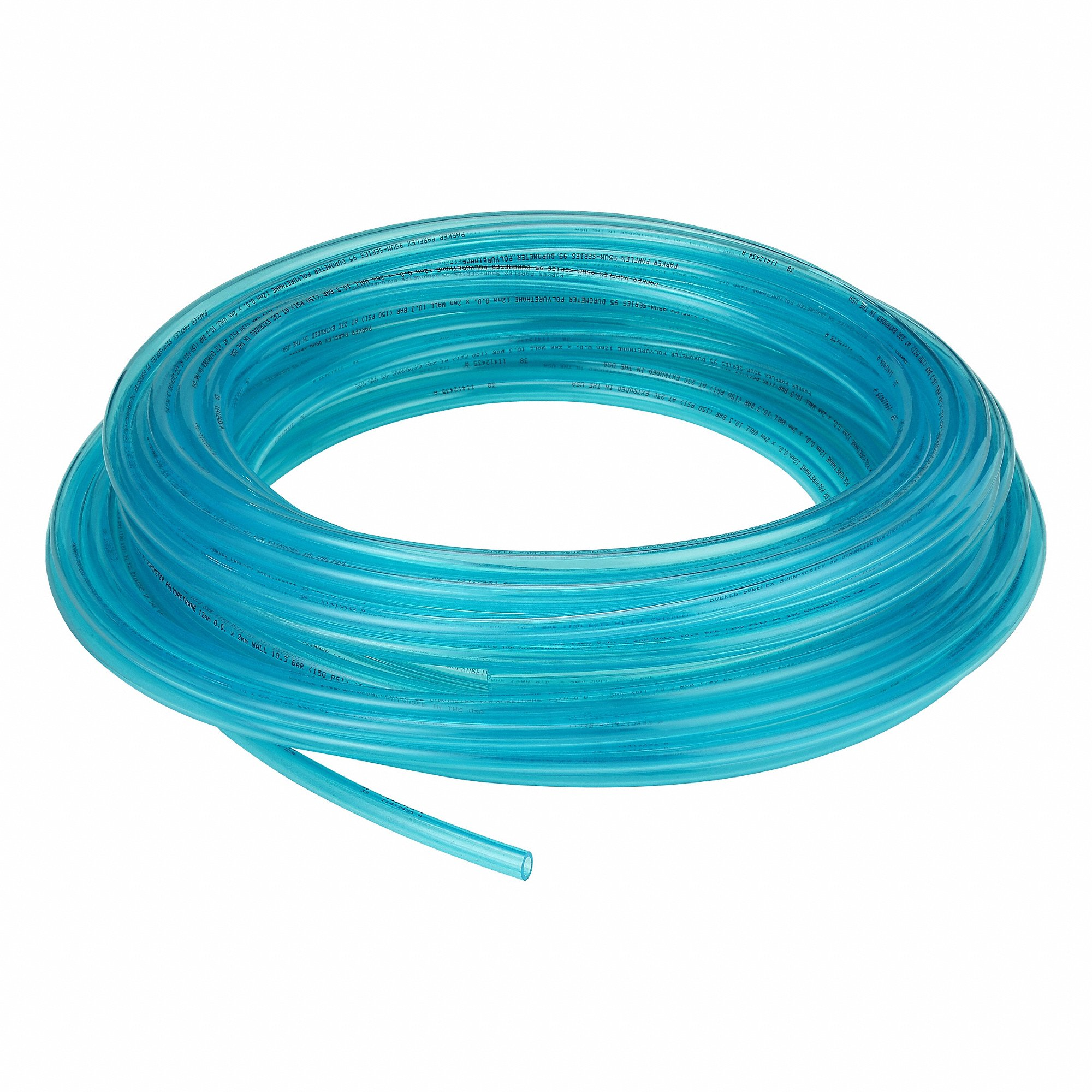 PARKER 95UM-12X2-TBL-0100 Tubing, Polyurethane, ID. 10 mm, OD. 12 mm, 100 Ft Length, Blue, Air/Water | CT7LAL 797DL5