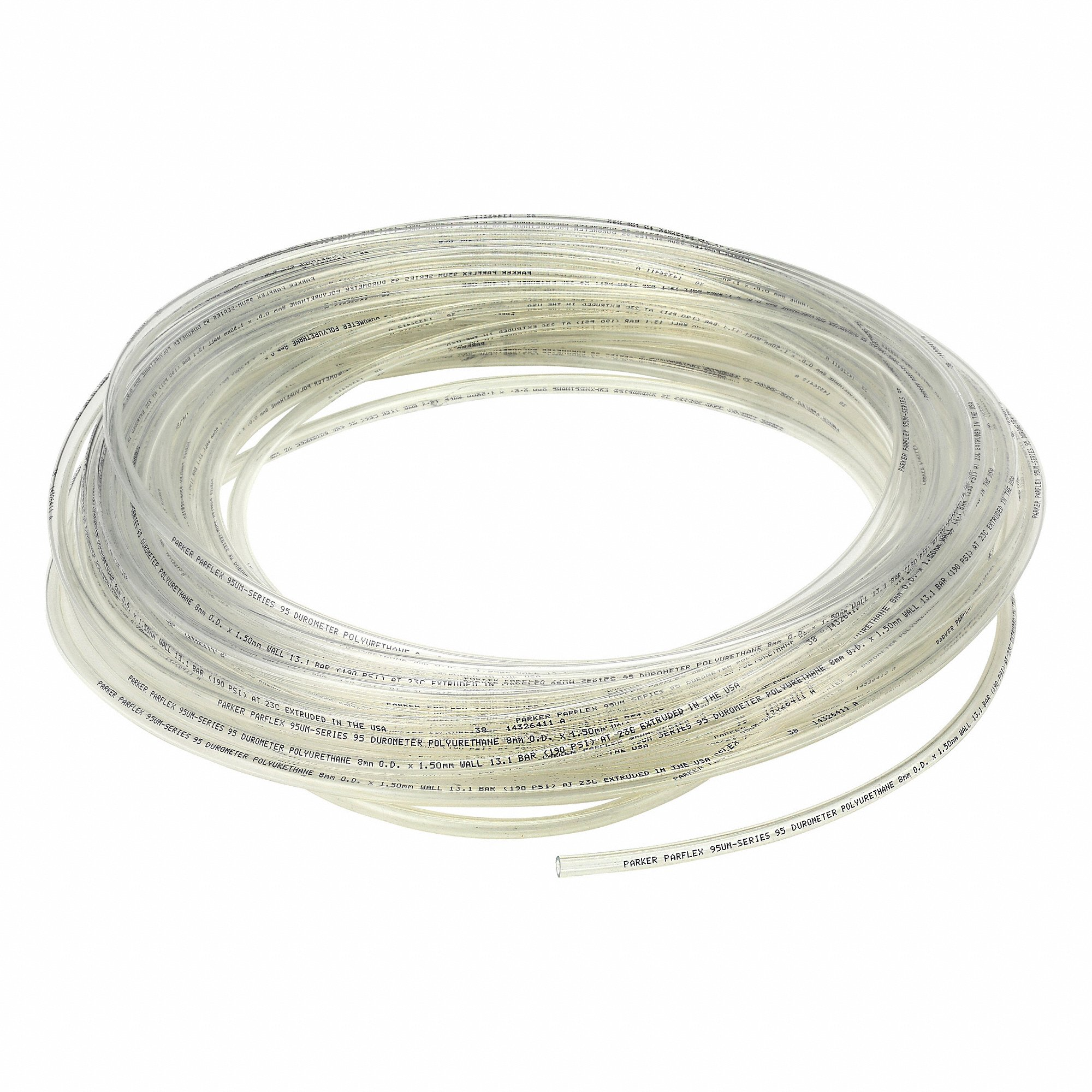PARKER 95UM-8X1.5-0100 Tubing, Polyurethane, ID. 8 mm, OD. 8 mm, 100 Ft Length, Natural | CT7LCZ 797DJ6