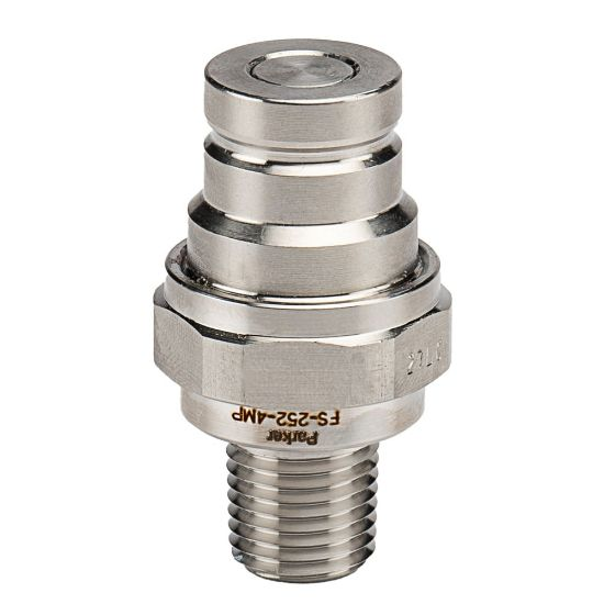 PARKER FS-252-4MP Hydraulic Quick Connect Hose Coupling, 1/4 Inch Coupling Size, 316 Stainless Steel, Male | CT7GDA 55KV56