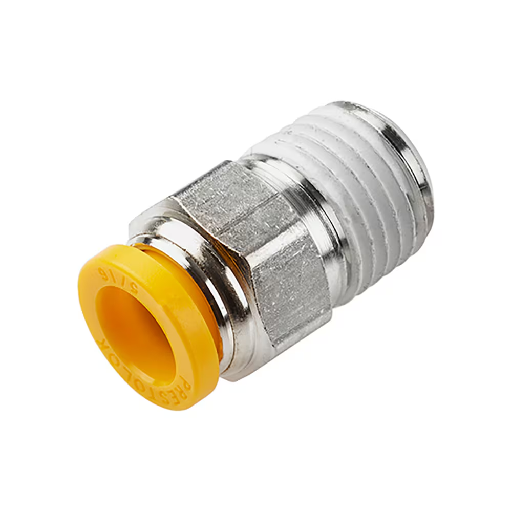 PARKER W68PLP-4M-2R Metric Metal Push-to-Connect Fitting, Brass, Push-to-Connect x BSPT, 4 mm Tube OD | CN8MFB 791CF3