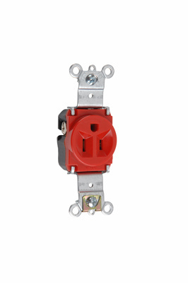 PASS AND SEYMOUR 5261-RED Single Receptacle Spec Grade, Heavy Duty, 15A, 125V, Red | CH4DUM