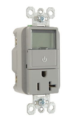PASS AND SEYMOUR PLT26351-GRY Single Receptacle, Plug Load Timer, 20A, 125V | CH3ZPF