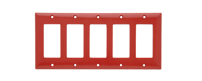 PASS AND SEYMOUR SP265-RED Decorator Opening Wall Plate, 5 Gang, Red | CH4CJP