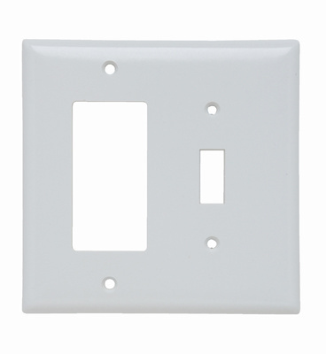 PASS AND SEYMOUR SPJ126-W Combination Opening Wall Plate, 1 Toggle Switch And 1 Decorator, 2 Gang | CH4BUC