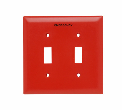PASS AND SEYMOUR TP2-ERED Wall Plate, 2 Gang Toggle, Red | CH4GKZ