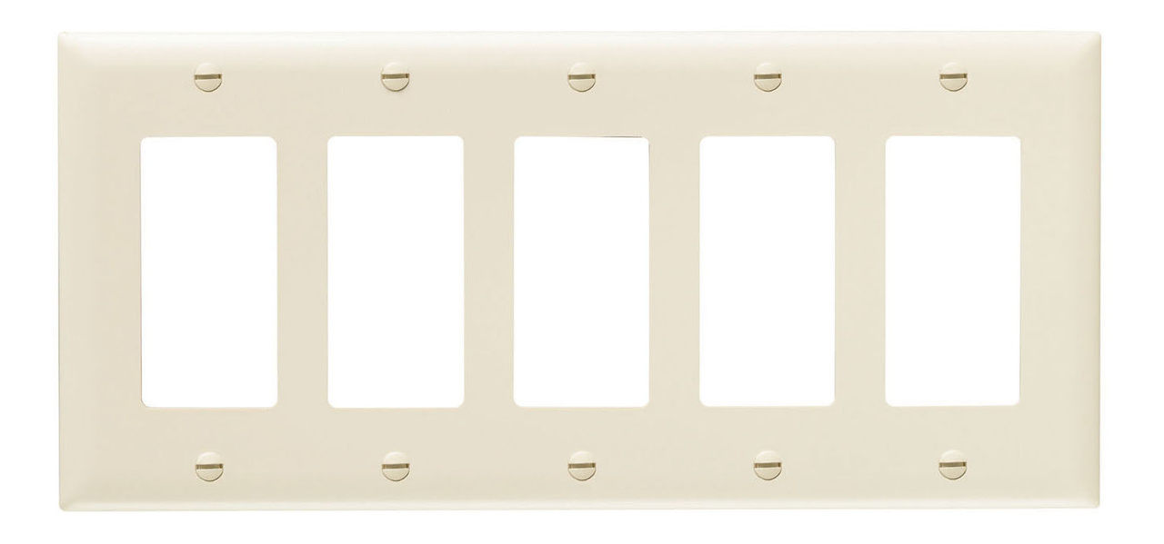 PASS AND SEYMOUR TP265-LA Decorator Opening Wall Plate, 5 Gang, Light Almond | CH4CJM