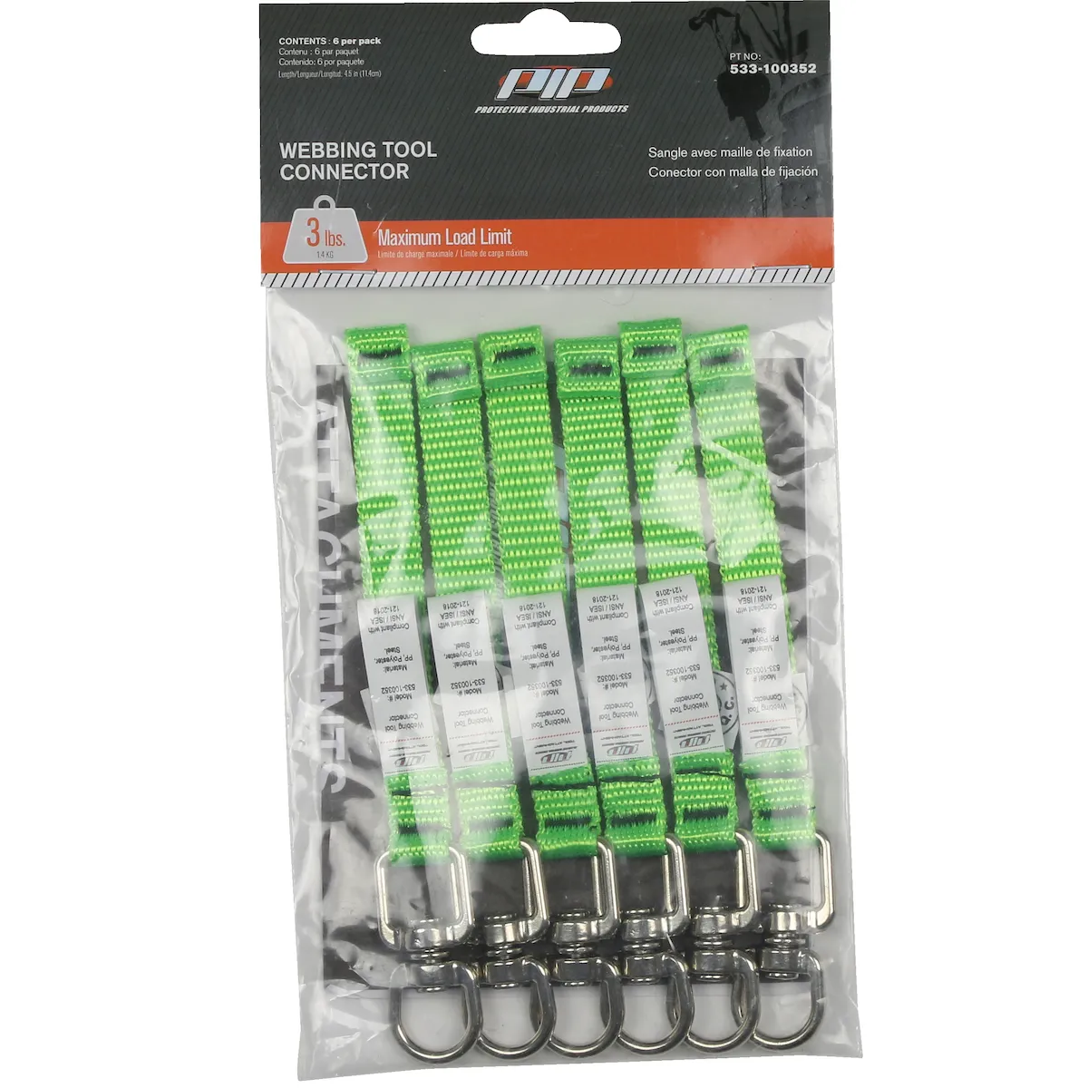 PIP 533-100352 Webbing Tool Connector, OS, Lime, Each | CL9JAN