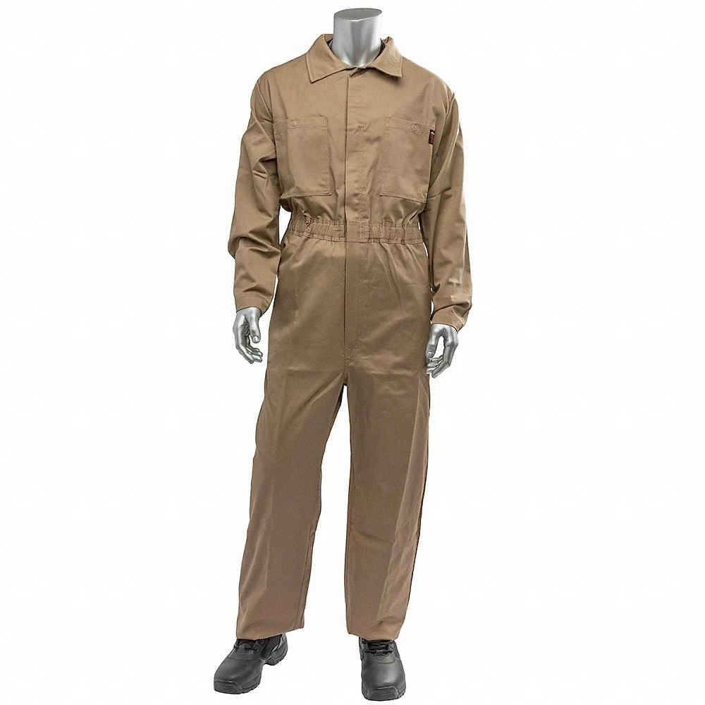 Coverall, 9 cal/sq cm ATPV, S, Tall, 36 Inch Max Chest Size, 30 Inch Max Waist Size, Tan