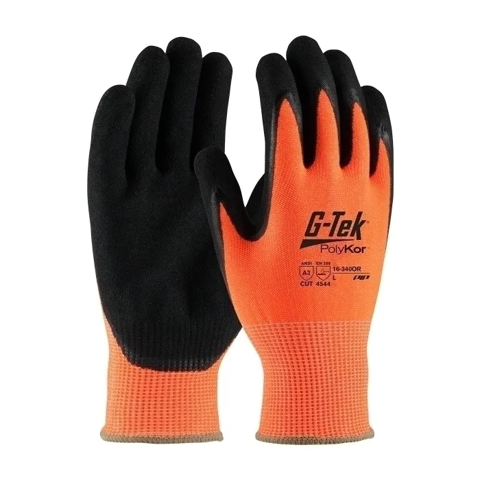 PIP 16-340OR/L Hand Protection Cut Resistant Gloves, L, Hi-Vis Yellow, Dozen | CL8WBP