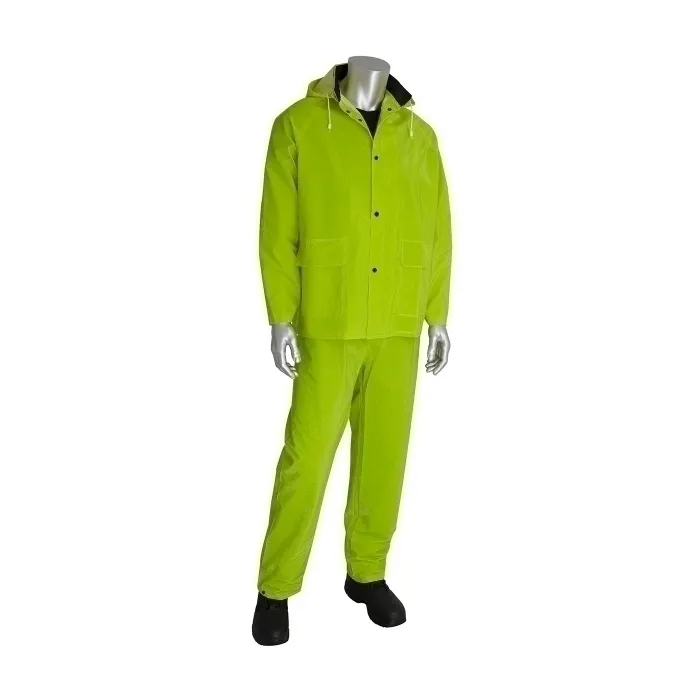 Protective Clothing Rainwear Suit, L, Hi-Vis Green, Each