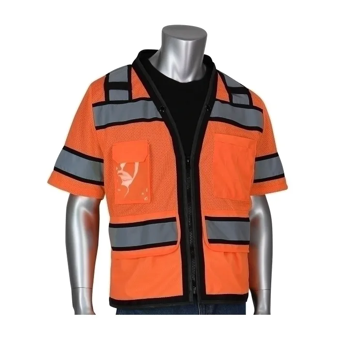PIP 303-0800D-OR/L Protective Clothing High Visibilty Vest, L, Hi-Vis Yellow, Each | CL9CBQ