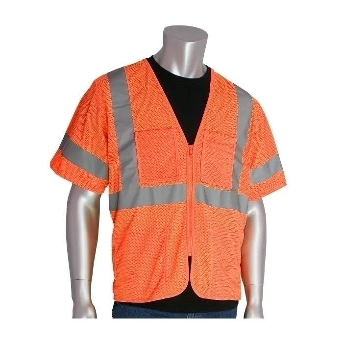 PIP 303-MVGZ4P-OR/S Protective Clothing High Visibilty Vest, S, Hi-Vis Orange, Each | CL9CEM