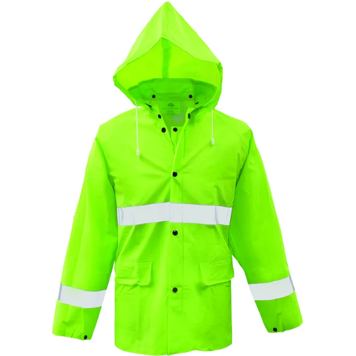 PIP 3PR0350N5 Protective Clothing Rainwear Suit, 5XL, Hi-Vis Green, Each | CL9GKX